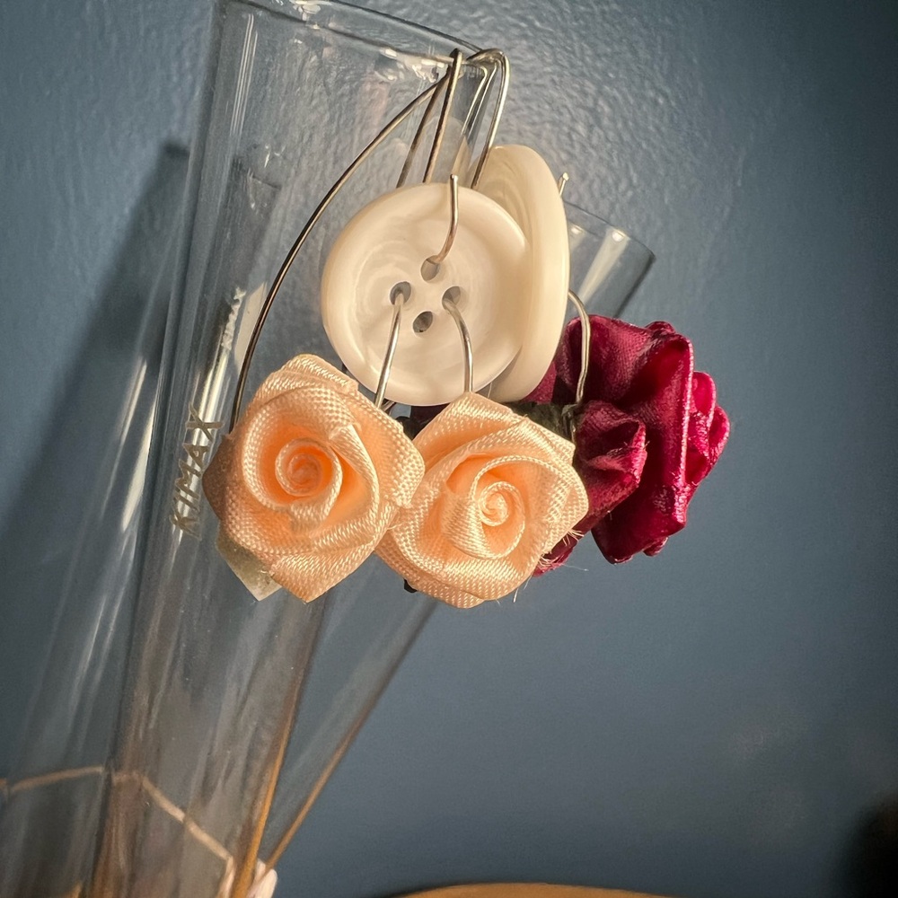Handmade Pink rose earrings